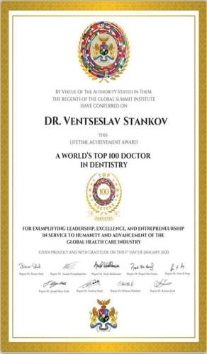 Д-р Венцеслав Станков входит в число 100 лучших стоматологов мира