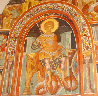 Уникальные стенописи святого Георгия в церкви Кремиковского монастыря