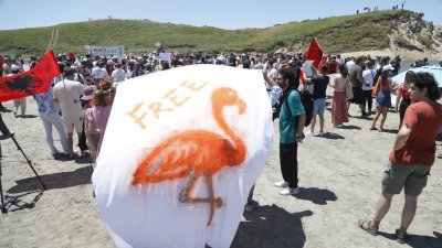 Протест в Софии против строительства курорта на о-ве Сазани в Адриатическом море